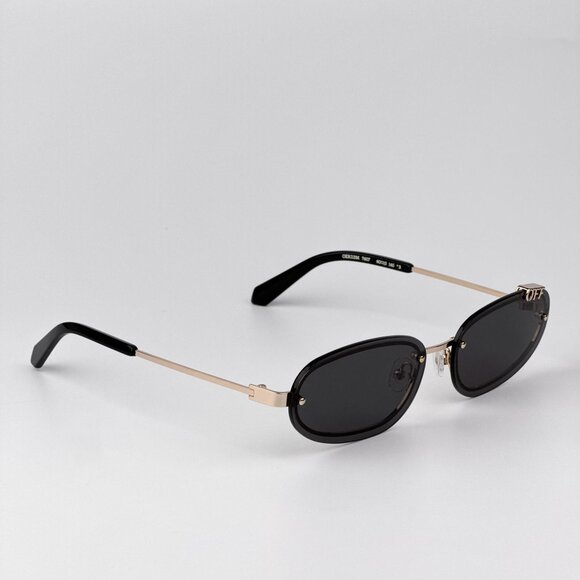 Off-White MIAMI Men Sunglasses – Gold Oval Frame with Grey Lenses | Model - Picture 6 of 11